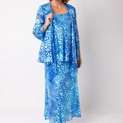 Allison Abstract Print Silk Chiffon 3 Piece Set, Blue