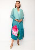 Alquema One Size Lotus Chiffon Dress &amp; Jacket, Aqua Green image