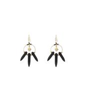 Angela D’Arcy Black Spike Hook Earrings, Gold image