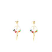 Angela D’Arcy Gold Rainbow Hoop Drop Earrings, Gold image
