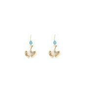 Angela D’Arcy Turquoise Hook Leaf Earrings, Gold image