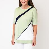 Anonymous Diagonal Stripe with Rhinestone Detail Top, Mint