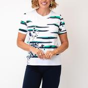 Anonymous Stripe with Rhinestone Detail T-Shirt, White Multi