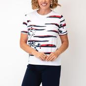 Anonymous Beach Print with Rhinestone Detail T-Shirt, White Multi