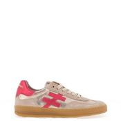 Another Trend Leather Metallic Print Trainers, Light Tan &amp; Pink image
