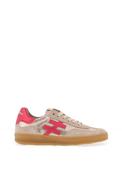 Another Trend Leather Metallic Print Trainers, Light Tan &amp; Pink image