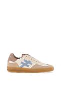 Another Trend Distressed Leather Trainers, Natural &amp; Sky Blue image