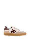 Another Trend Distressed Leather Glitter Laced Trainers, Natural image