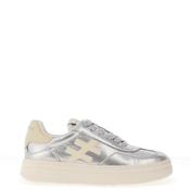 Another Trend Leather Metallic Trainers, Silver