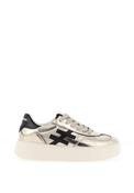 Another Trend Leather Mirror Effect Trainers, Gold &amp; Black image