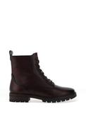 Ara Cambridge Wide Fit Leather Flat Military Style Boots, Deep Brown image