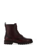 Ara Cambridge Wide Fit Leather Flat Military Style Boots, Wine image