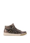 Ara Wide Fit Animal Print Leather Side Zip High Top Trainers, Grey image