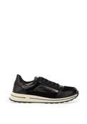 Ara Pebble Wide Fit Leather Shimmering Panelled Laced Trainers, Black image