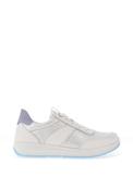 Ara Pebble Wide Fit Leather Metallic Snake Printed Trainers, White &amp; Blue image