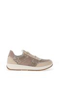 Ara Osaka Pebble Wide Fit Leather Metallic Snake Printed Trainers, Beige image