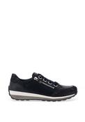 Ara Pebble Wide Fit Leather Side Zip Trainers, Navy Blue image