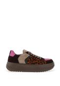 Ara Wide Fit Leather Platform Multi Textile Trainers, Multi image