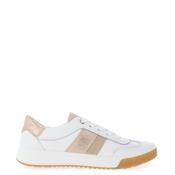 Ara Pebble Wide Fit Shimmering Suede Leather Trainers, White image