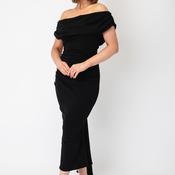 Atom Label Mercury One-Shoulder Midi Dress, Black image