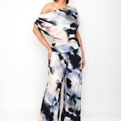 Atom Label Carbon Off The Shoulder Jumpsuit, Abstract Print image