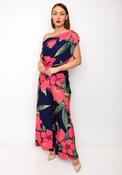Atom Label Carbon Off The Shoulder Jumpsuit, Fuchsia image