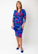Avalon Colourful Print Mesh Pencil Dress, Blue image