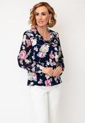 Avalon Floral Print Round Neck Blouse, Navy Multi image