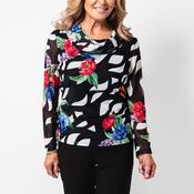 Avalon Abstract Floral Print Top, Black Multi