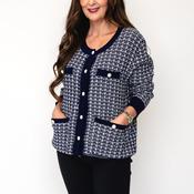 Avalon Boucle Style Knit Cardigan, Navy