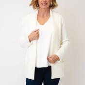 Avalon Rib Hem Cardigan, Cream