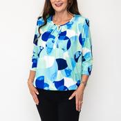 Avalon Watercolour Print Top, Blue