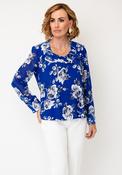Avalon Floral Print Round Neck Blouse, Blue Multi image
