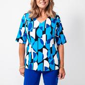 Avalon Abstract Print Short Sleeve Top, Blue