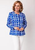 Avalon Geometric Print Top and Jacket Twinset, Blue and White image