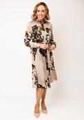 B. Young Satin Floral Midi Shirt Dress, Beige image
