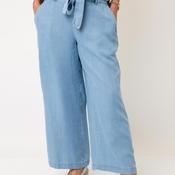B.Young Kosmo Cropped with Belt Trousers, Light Blue Denim