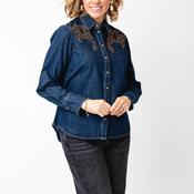 B.Young Embroidered Western Denim Shirt, Blue image