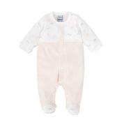 Babidu Baby Long Sleeve Print and Stripe Babygrow, White
