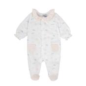 Babidu Baby Long Sleeve Print Babygrow, White