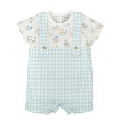 Babidu Baby Boy Check Short Sleeve Romper, Blue image