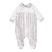 Babidu Baby Boy Stripe Sleepsuit, White Multi
