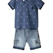 Hashtag Baby Boy Polo and Denim Cargo Short Set, Blue image