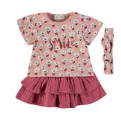 Babybol Baby Girl Smile Floral 3 Piece Set, Pink