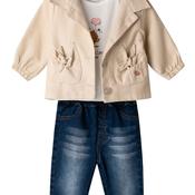 Ebita Baby Girl Little Cute Bear 3 Piece Set, Beige