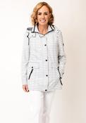Barbara Lebek Striped Waterproof Coat, White and Blue image