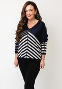 Barbara Lebek Knitted Geometric Print Jumper, Navy image