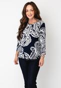 Barbara Lebek Paisley Print Cropped Sleeve Top, Navy image