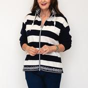 Barbara Lebek Striped Zip Up Fleece, Navy