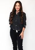 Barbara Lebek Pinstripe Drawstring Shirt, Navy image